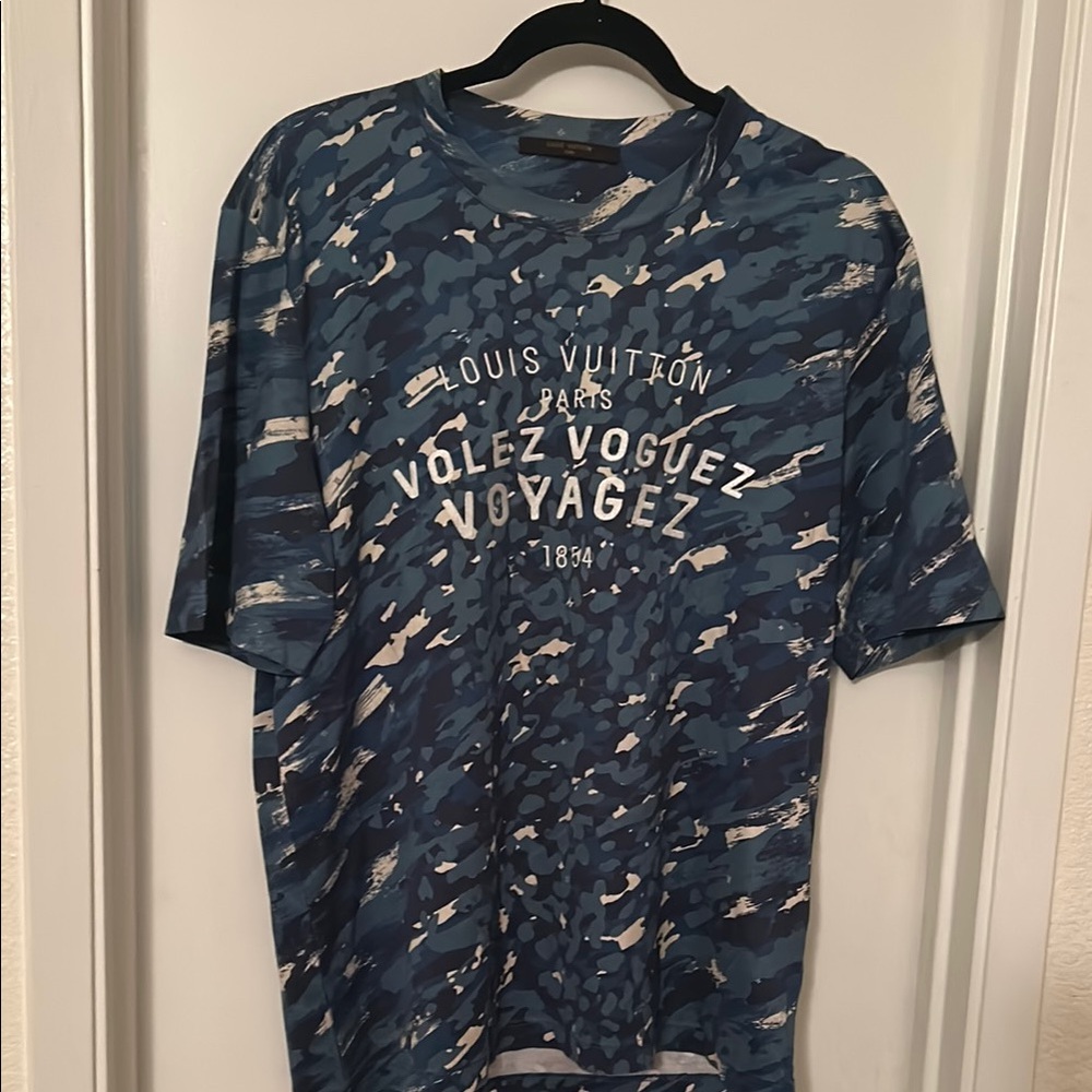 Louis Vuitton Blue Camouflage Men's Shirt
